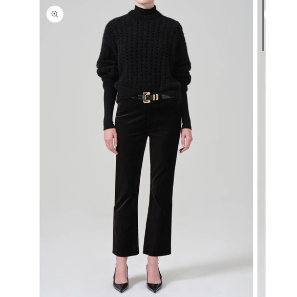 Citizens Of Humanity Denim - New Citizens of Humanity Isola Cropped Trouser Pants Velvet Mid Rise Black 27